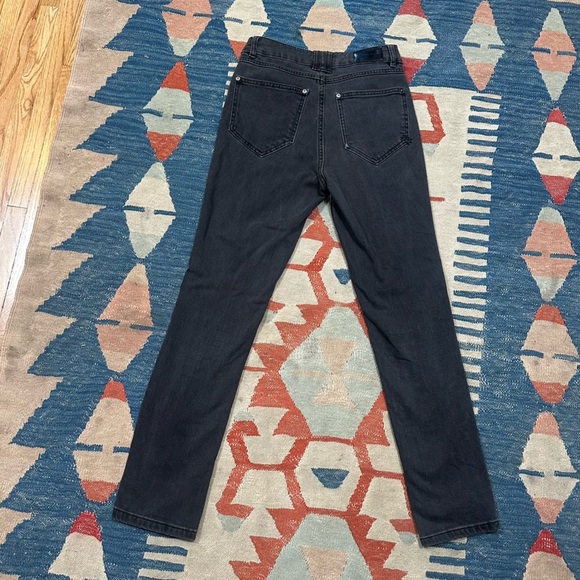 Anine Bing Frida High Rise Slim Jeans Charcoal Exposed Buttons - like new - Picture 8 of 12